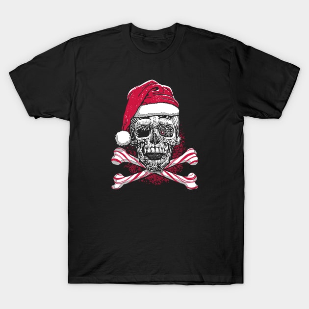 Xmas Candy Cane Skull Candy Cane T-Shirt by WeaselPop